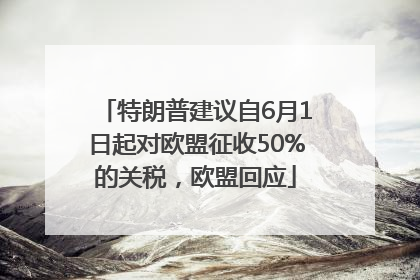 特朗普建议自6月1日起对欧盟征收50%的关税，欧盟回应