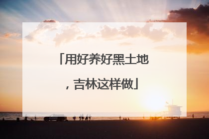 用好养好黑土地，吉林这样做
