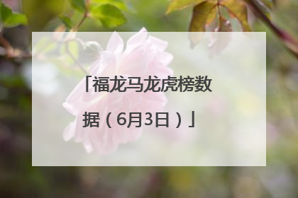 福龙马龙虎榜数据（6月3日）
