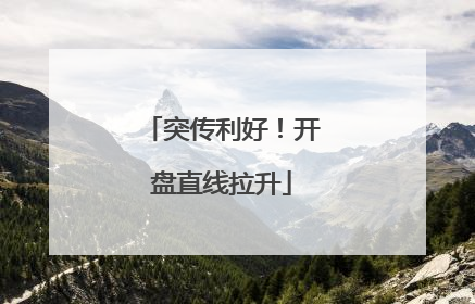 突传利好！开盘直线拉升