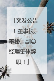突发公告！董事长、董秘、副总经理集体辞职！