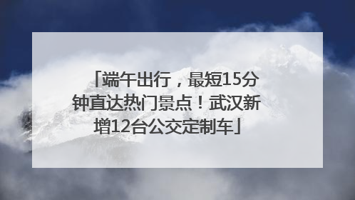 端午出行，最短15分钟直达热门景点！武汉新增12台公交定制车