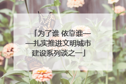 为了谁 依靠谁——扎实推进文明城市建设系列谈之一