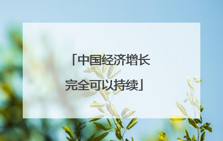 中国经济增长完全可以持续