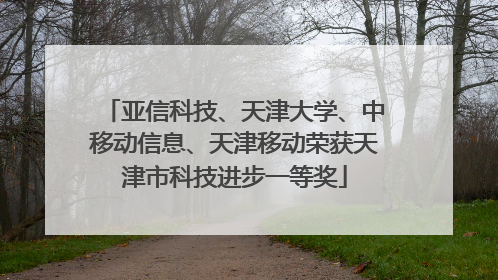 亚信科技、天津大学、中移动信息、天津移动荣获天津市科技进步一等奖