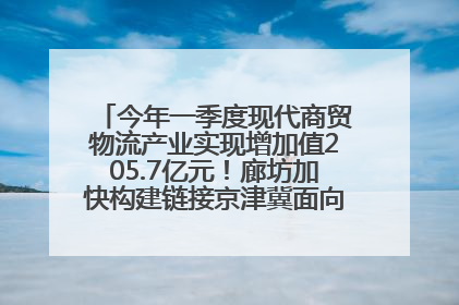 今年一季度现代商贸物流产业实现增加值205.7亿元！廊坊加快构建链接京津冀面向全世界的物流通道