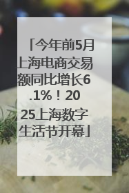 今年前5月上海电商交易额同比增长6.1%！2025上海数字生活节开幕