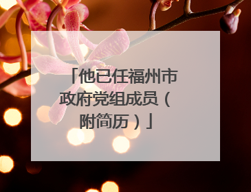 他已任福州市政府党组成员（附简历）