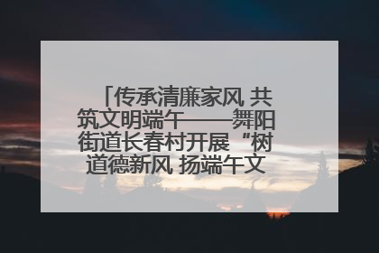 传承清廉家风 共筑文明端午——舞阳街道长春村开展“树道德新风 扬端午文化”主题活动