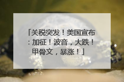 关税突发！美国宣布：加征！波音，大跌！甲骨文，暴涨！