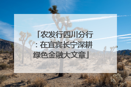 农发行四川分行：在宜宾长宁深耕绿色金融大文章