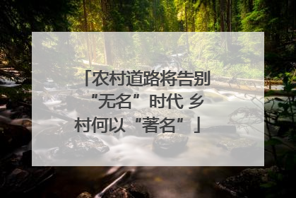 农村道路将告别“无名”时代 乡村何以“著名”