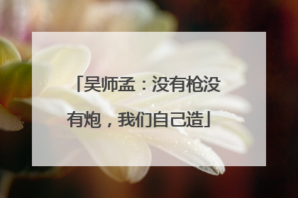 吴师孟：没有枪没有炮，我们自己造