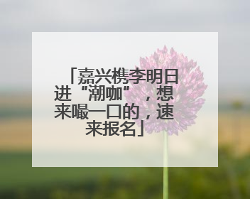 嘉兴槜李明日进“潮咖”，想来嘬一口的，速来报名