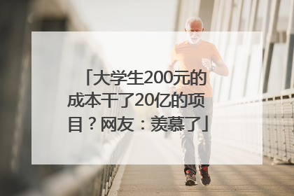 大学生200元的成本干了20亿的项目？网友：羡慕了