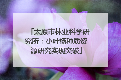 太原市林业科学研究所：小叶杨种质资源研究实现突破