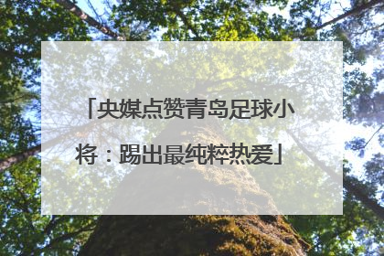 央媒点赞青岛足球小将：踢出最纯粹热爱