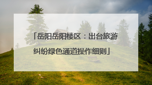 岳阳岳阳楼区：出台旅游纠纷绿色通道操作细则