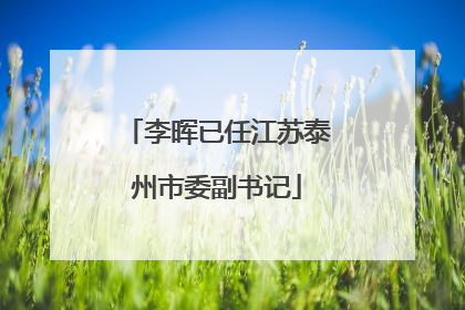 李晖已任江苏泰州市委副书记