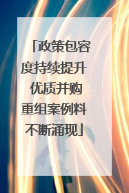 政策包容度持续提升 优质并购重组案例料不断涌现