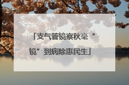 支气管镜察秋毫“镜”到病除惠民生