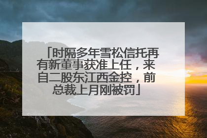 时隔多年雪松信托再有新董事获准上任，来自二股东江西金控，前总裁上月刚被罚