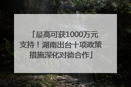最高可获1000万元支持！湖南出台十项政策措施深化对德合作