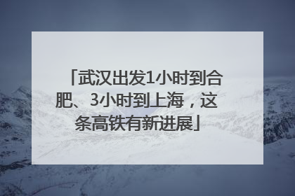 武汉出发1小时到合肥、3小时到上海，这条高铁有新进展