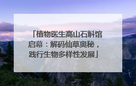 植物医生高山石斛馆启幕：解码仙草奥秘，践行生物多样性发展