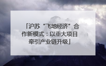 沪苏“飞地经济”合作新模式：以重大项目牵引产业链升级