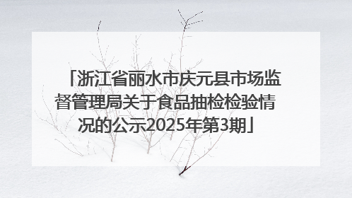 浙江省丽水市庆元县市场监督管理局关于食品抽检检验情况的公示2025年第3期