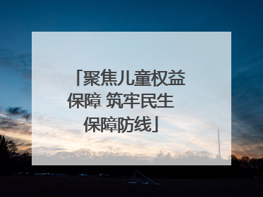 聚焦儿童权益保障 筑牢民生保障防线