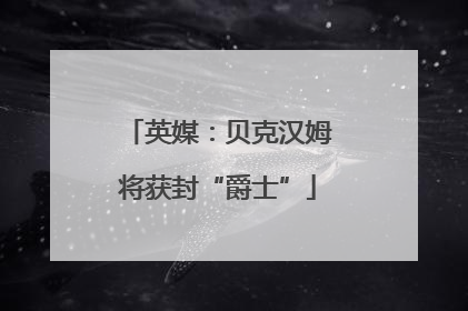英媒：贝克汉姆将获封“爵士”