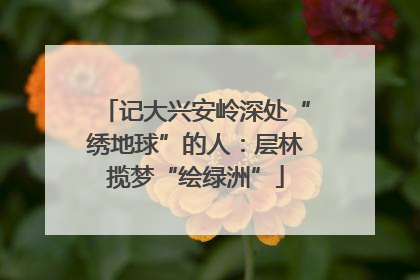 记大兴安岭深处“绣地球”的人：层林揽梦“绘绿洲”