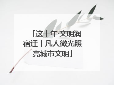 这十年·文明润宿迁丨凡人微光照亮城市文明