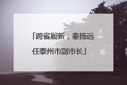 跨省履新，秦扬远任泰州市副市长