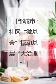 邹城市：社区“微基金”撬动基层“大治理”