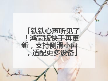 铁铁心声听见了！鸿蒙版快手再更新，支持侧滑小窗，适配更多设备