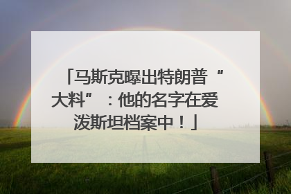 马斯克曝出特朗普“大料”：他的名字在爱泼斯坦档案中！