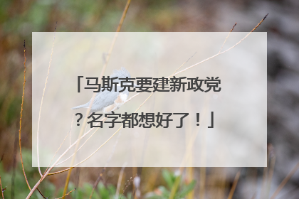 马斯克要建新政党？名字都想好了！