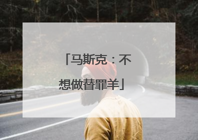 马斯克：不想做替罪羊
