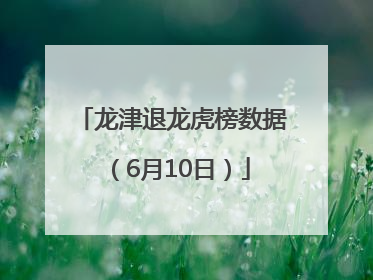 龙津退龙虎榜数据（6月10日）