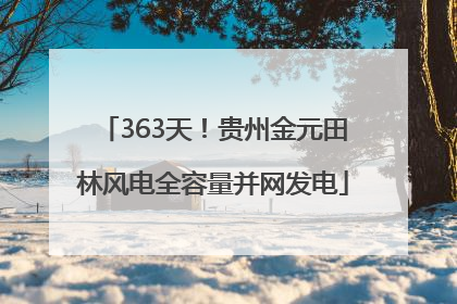 363天！贵州金元田林风电全容量并网发电