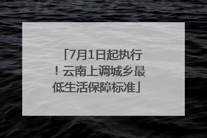 7月1日起执行！云南上调城乡最低生活保障标准